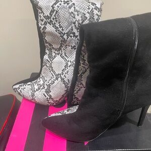 Black and Snake Print Women's Boots